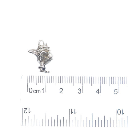 925 Sterling Silver Vintage Rooster Minimalist 3D Charm Pendant
