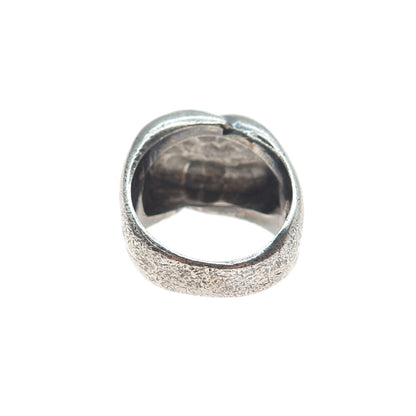 925 Sterling Silver Vintage Mexico Modernist Oxidized Ring Size 7.5
