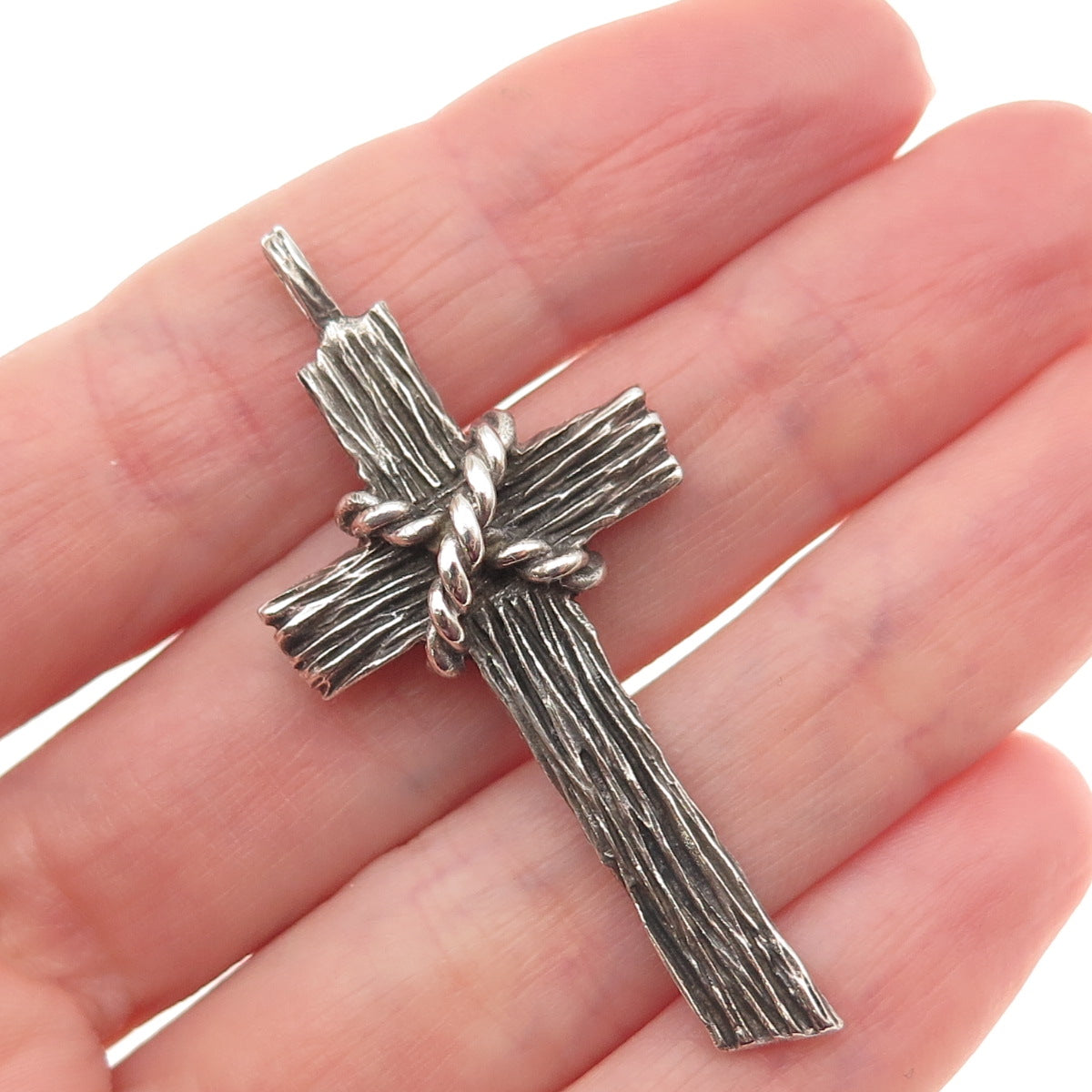 925 Sterling Silver Vintage Cross Oxidized Charm Pendant