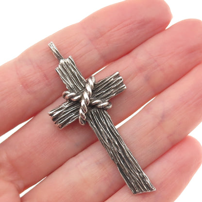 925 Sterling Silver Vintage Cross Oxidized Charm Pendant