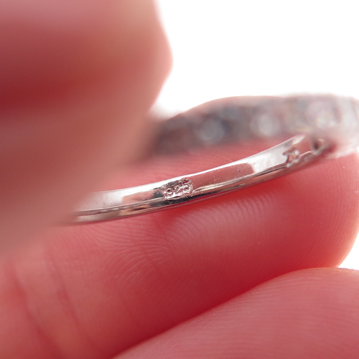 925 Sterling Silver Round-Cut C Z Half Eternity Band Ring Size 6.5