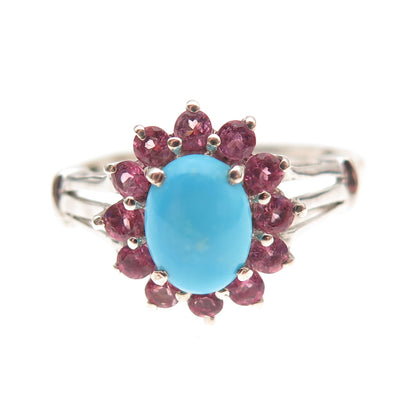Chuck Clemency 925 Sterling Silver Real Turquoise & Amethyst Ring Size 8.25