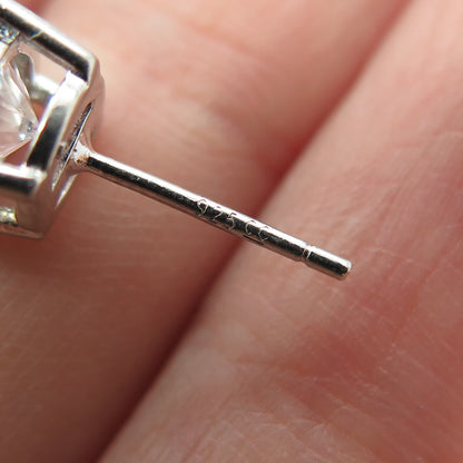 925 Sterling Silver Round-Cut Shaped C Z Stud Earrings