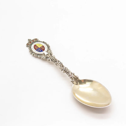 925 Sterling Silver Antique London C. Saunders & F. Shepherd Enamel Ornate Spoon