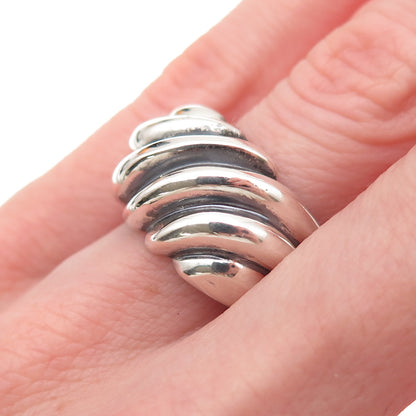 Joseph Masaniello 925 Sterling Silver Vintage Modernist Oxidized Ring Size 7.75