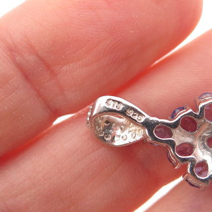 Chuck Clemency 925 Sterling Silver Real Tanzanite Cluster Charm Pendant