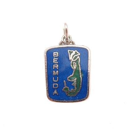 BREADNER CO. 925 Sterling Silver Vintage Enamel Bermuda Mini Charm Pendant