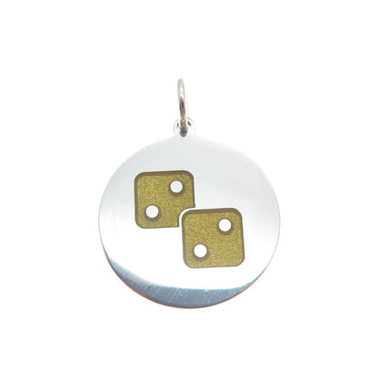 925 Sterling Silver Yellow Enamel Number 4 Lucky Dice Minimalist Charm Pendant