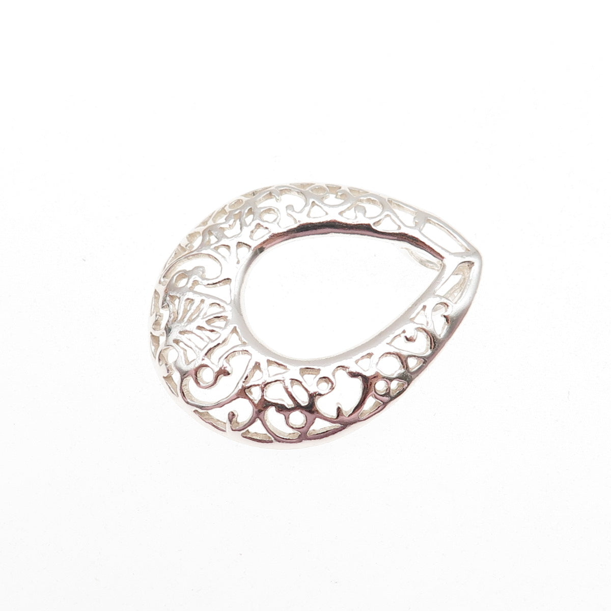 925 Sterling Silver Vintage Ornate Teardrop Slide Charm Pendant