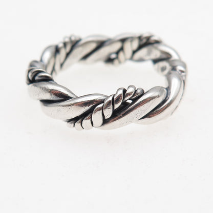 925 Sterling Silver Vintage Twisted Oxidized Band Ring Size 9.75