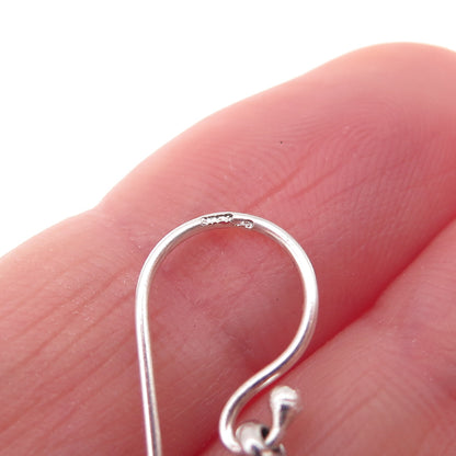 925 Sterling Silver Vintage Real Black Onyx Teardrop Dangle Earrings
