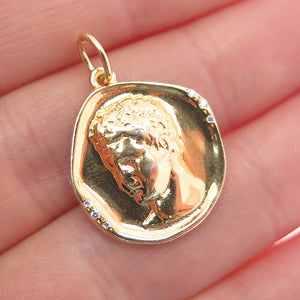 Hermina Athens 925 Sterling Silver Gold Plated C Z Hermis Charm Pendant