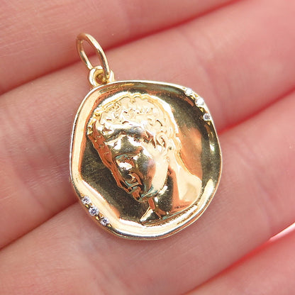 Hermina Athens 925 Sterling Silver Gold Plated C Z Hermis Charm Pendant