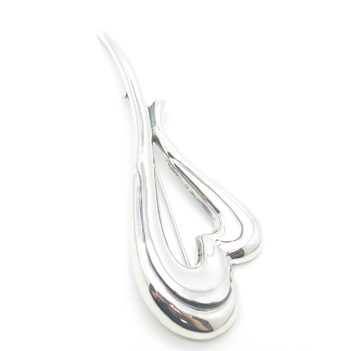 925 Sterling Silver Vintage Zina Open Modernist Heart Pin Brooch