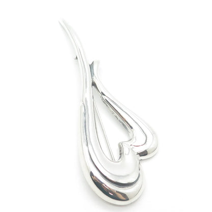 925 Sterling Silver Vintage Zina Open Modernist Heart Pin Brooch