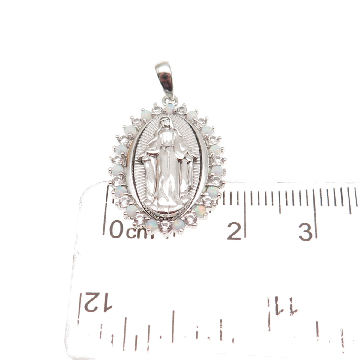 RL Richline 925 Sterling Silver Real Opal & White Topaz St. Mary Pendant