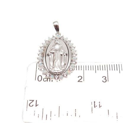 RL Richline 925 Sterling Silver Real Opal & White Topaz St. Mary Pendant