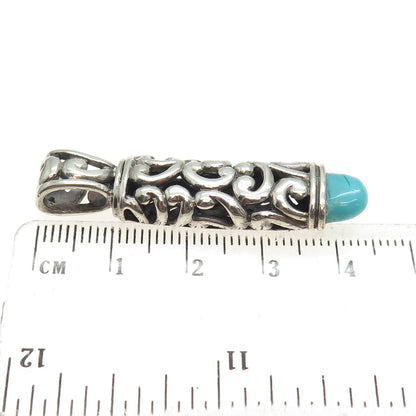 BARSE 925 Sterling Silver Vintage Real Turquoise Scroll Oxidized Pendant