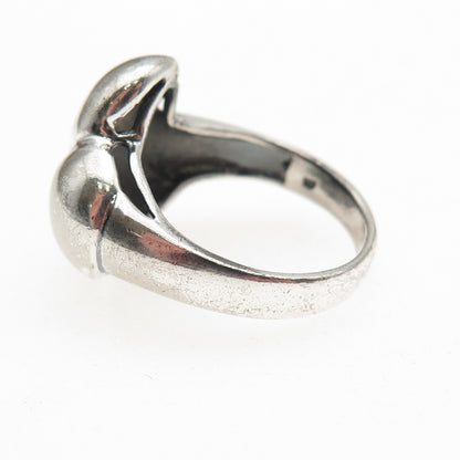 Chapal Zenray 925 Sterling Silver Vintage Modernist Heart Oxidized Ring Size 7