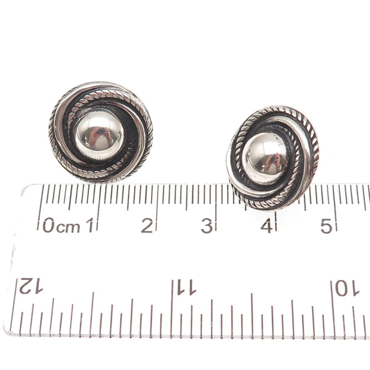 925 Sterling Silver Antique Art Deco Twisted Nest Oxidized Screw Back Earrings