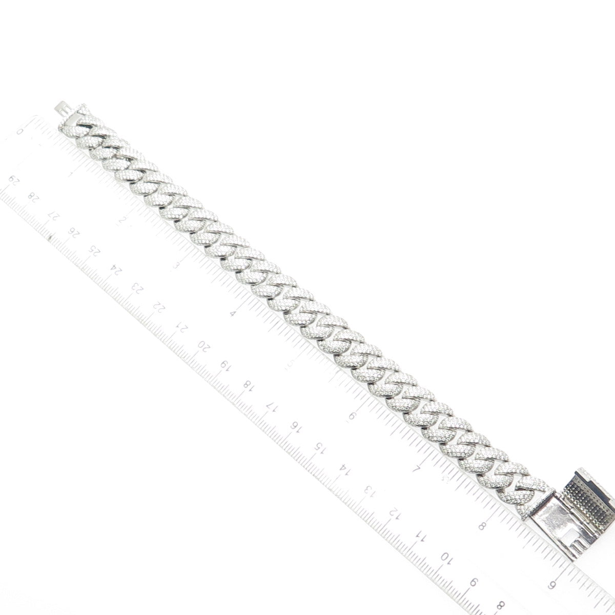 925 Sterling Silver Real Moissanite Cuban Link Bracelet 8.5"