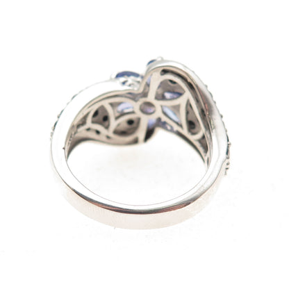 Chuck Clemency 925 Sterling Silver Real Tanzanite & Black Spinel Ring Size 8.25