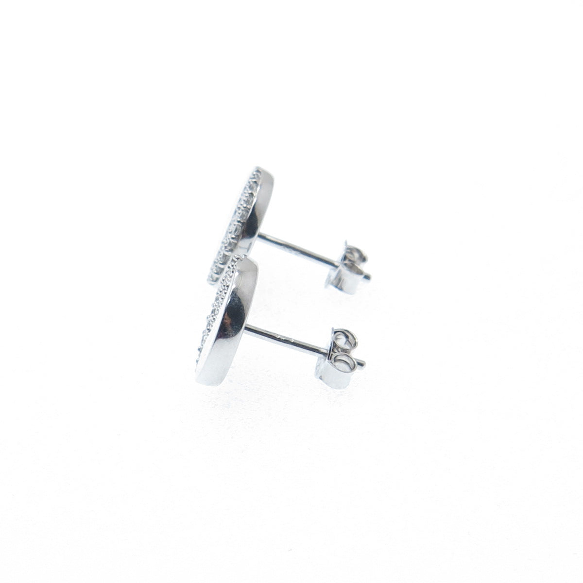 JANE SEYMOUR 925 Sterling Silver Round-Cut C Z Yin Yang Stud Earrings