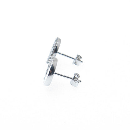 JANE SEYMOUR 925 Sterling Silver Round-Cut C Z Yin Yang Stud Earrings