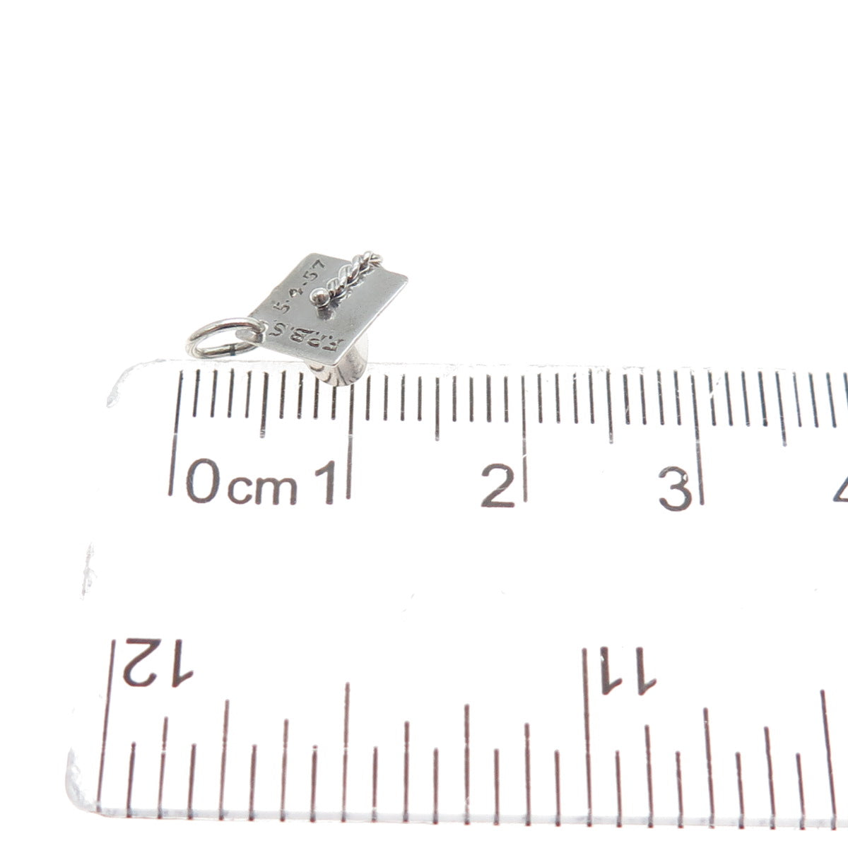 925 Sterling Silver Vintage 1957 Graduation Hat Minimalist 3D Charm Pendant