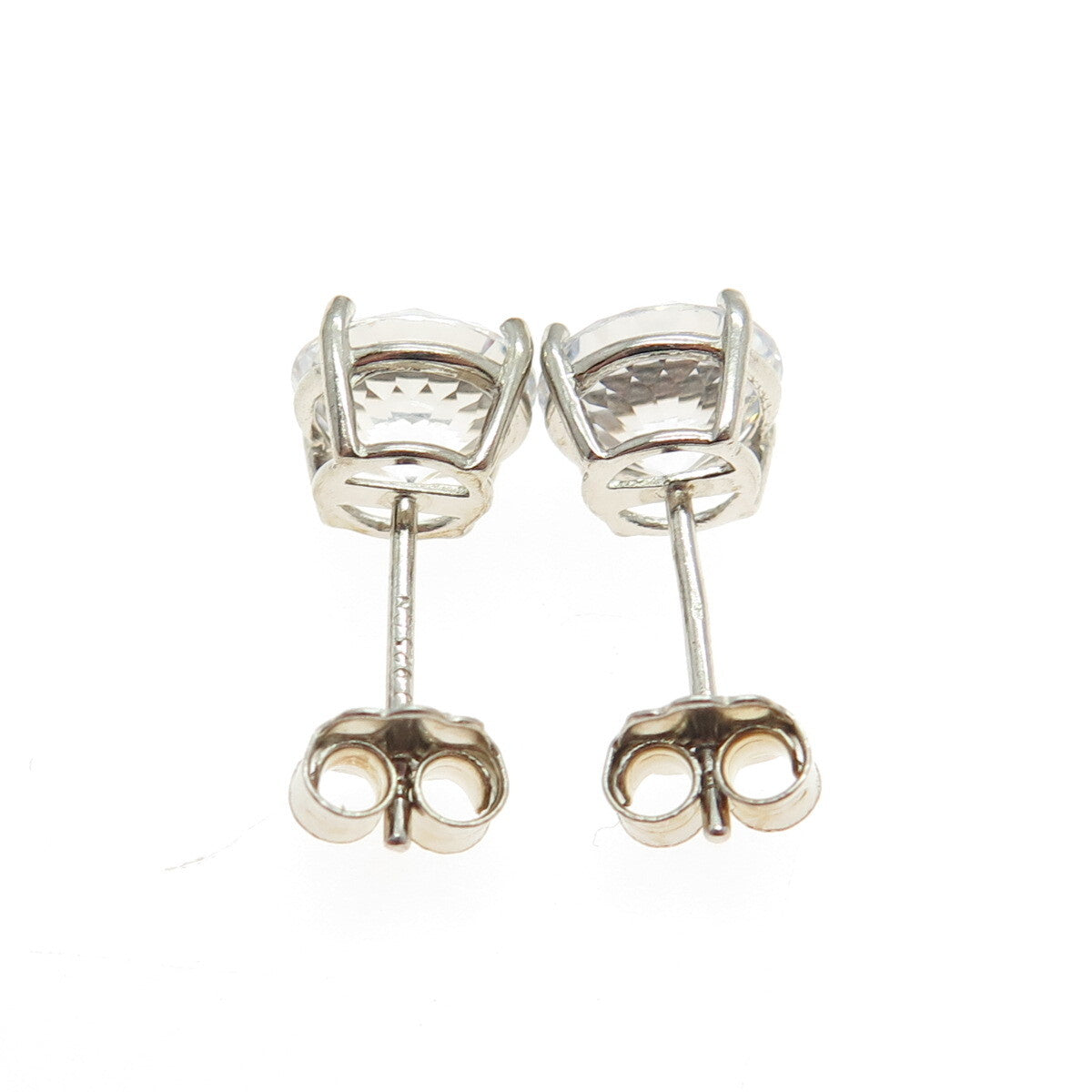 925 Sterling Silver Round-Cut C Z Stud Earrings