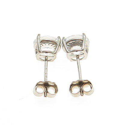 925 Sterling Silver Round-Cut C Z Stud Earrings