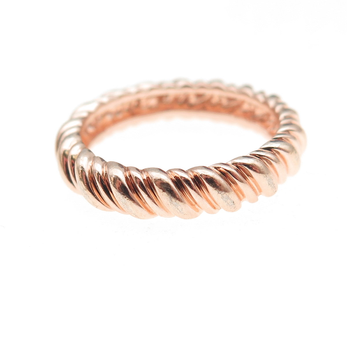 Ross Simons 925 Sterling Silver Rose Gold Plated Twisted Band Ring Size 7