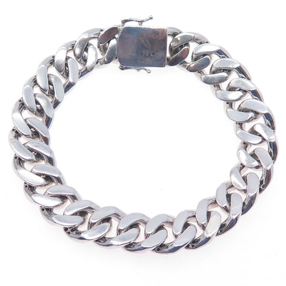 AMINOV 925 Sterling Silver Heavy 55.5g Hollow Cuban Link Bracelet 8.75"