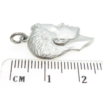 925 Sterling Silver Vintage Boy Face Profile Charm Pendant