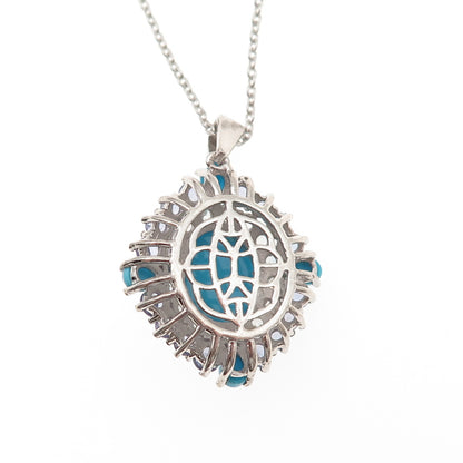 Chuck Clemency Sterling Silver Real Turquoise Tanzanite White Topaz Necklace 20"