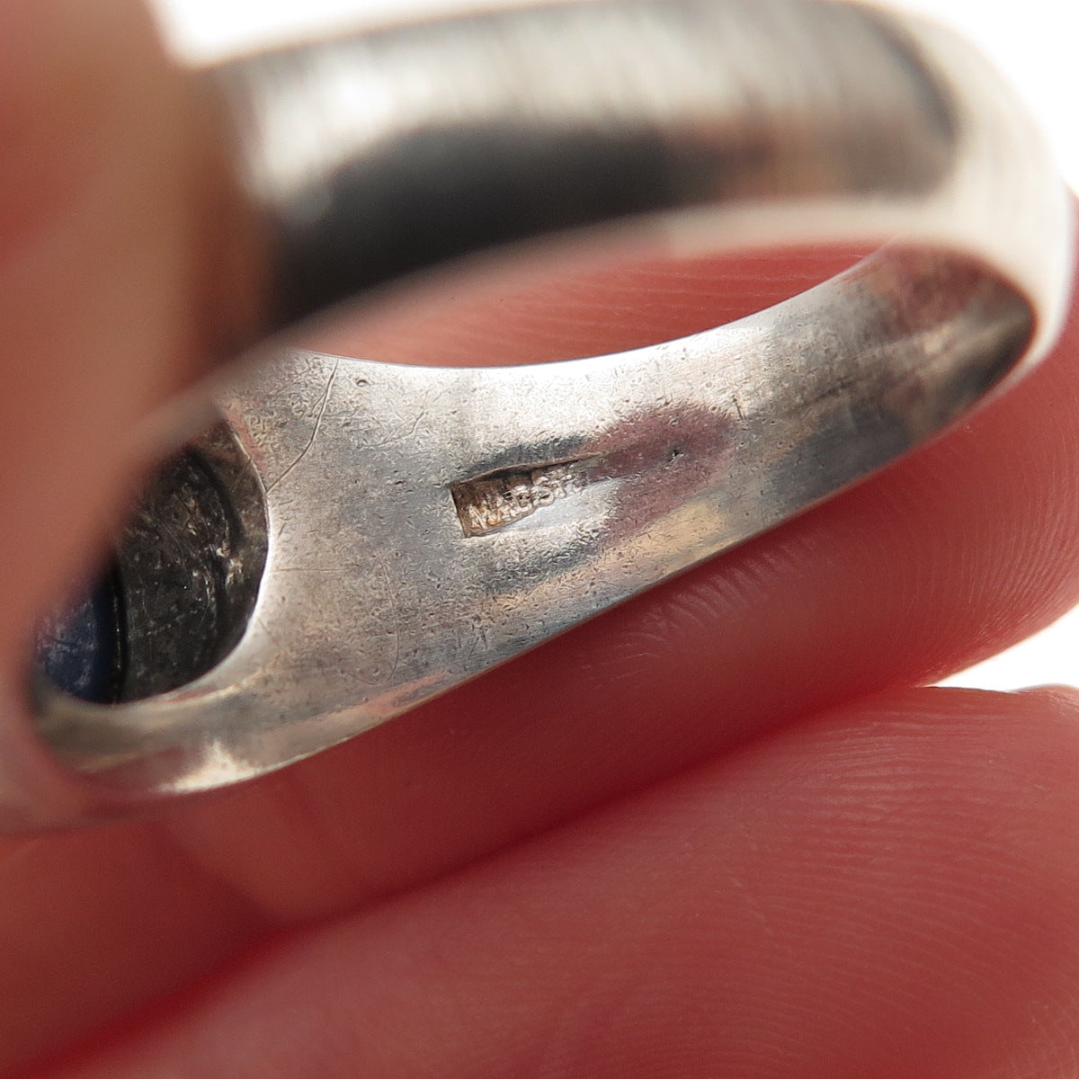 925 Sterling Silver Vintage Lab-Created Star Sapphire Oxidized Ring Size 9.5