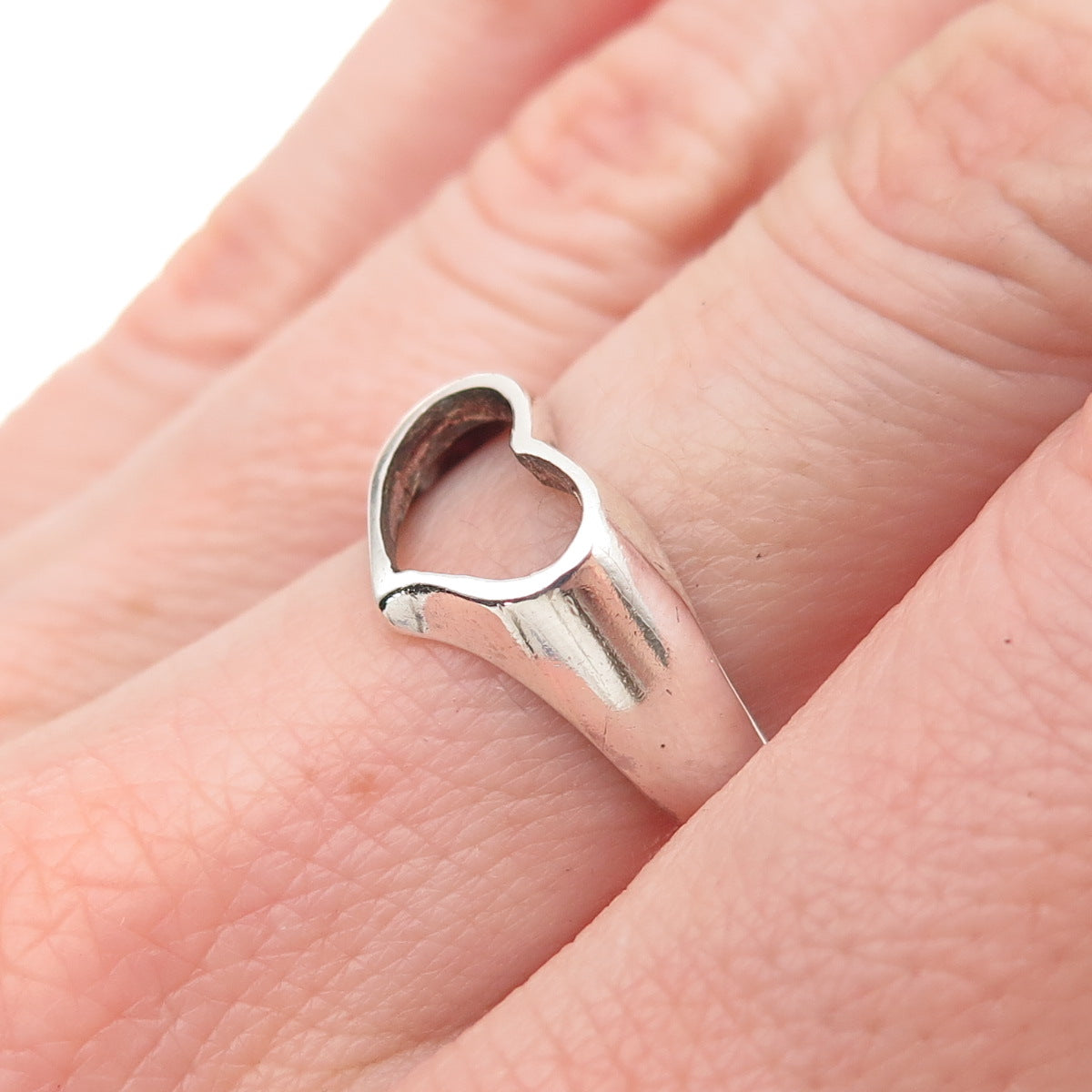 Chapal Zenray 925 Sterling Silver Vintage Open Heart Ring Size 7.25