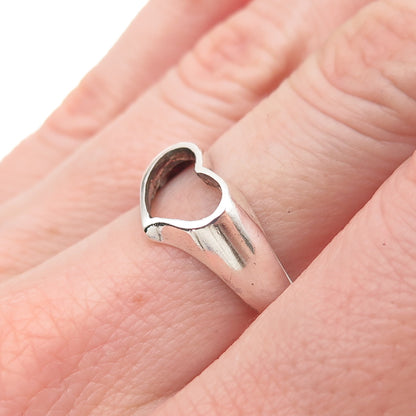 Chapal Zenray 925 Sterling Silver Vintage Open Heart Ring Size 7.25