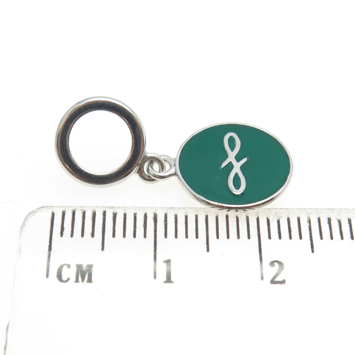 ENDLESS 925 Sterling Silver Green Enamel Infinity Love Dangle Charm