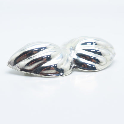 925 Sterling Silver Vintage Mexico Ribbed Large Bow Pin Brooch