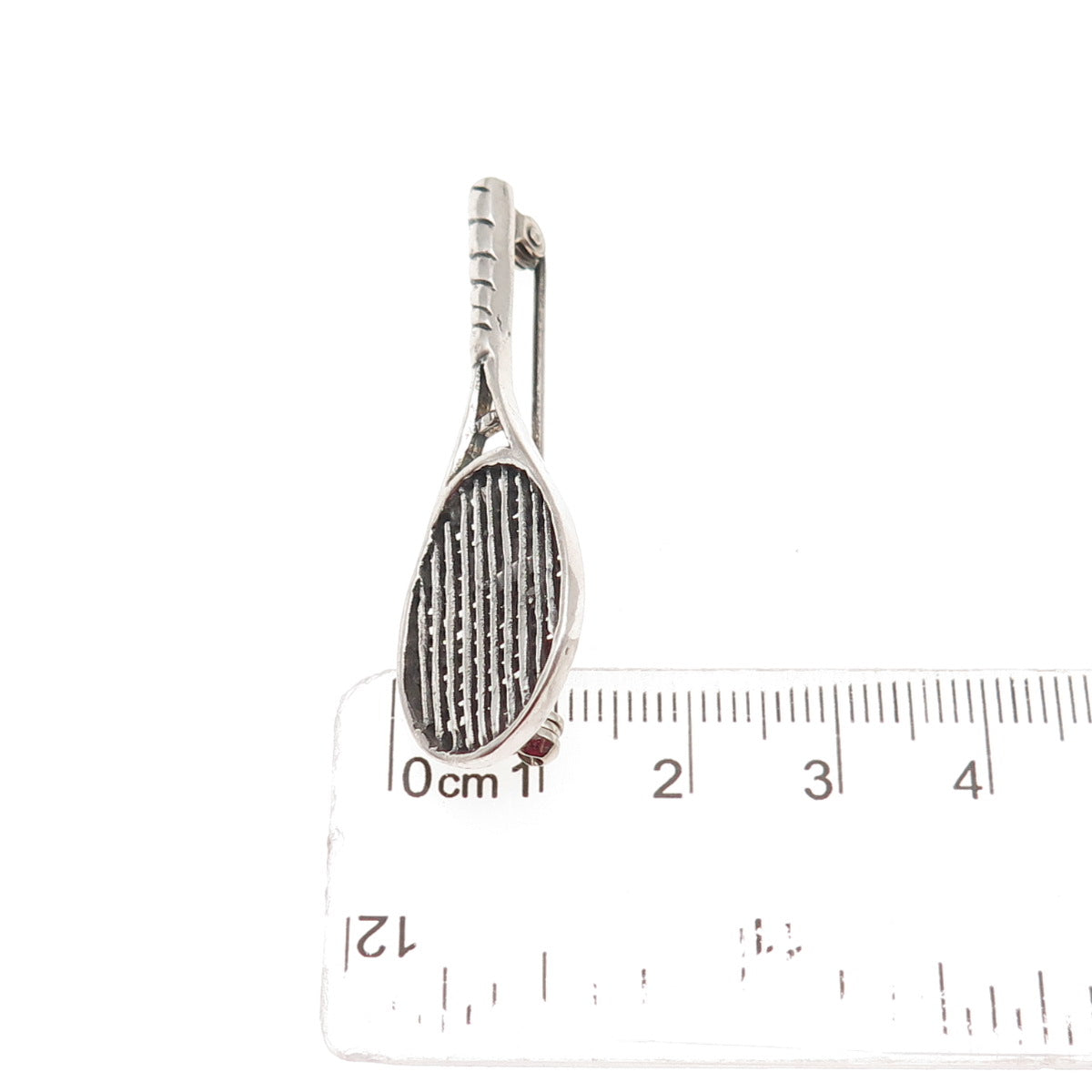 Boma 925 Sterling Silver Vintage Tennis Racket Oxidized Pin Brooch