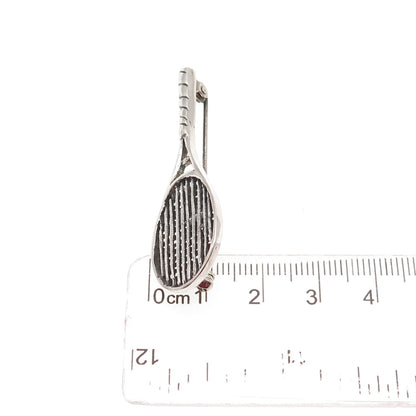 Boma 925 Sterling Silver Vintage Tennis Racket Oxidized Pin Brooch