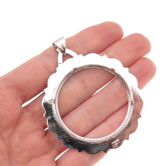 Rand & Paseka 925 Sterling Silver Vintage Morgan Coin Frame Holder Pendant
