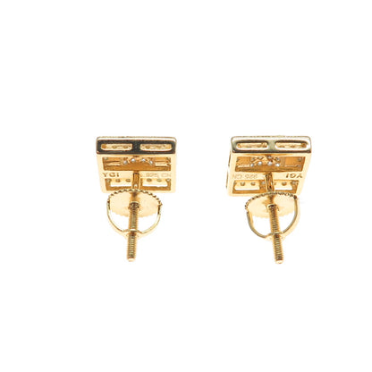 925 Sterling Silver Gold Plated Round-Cut C Z Stud Earrings