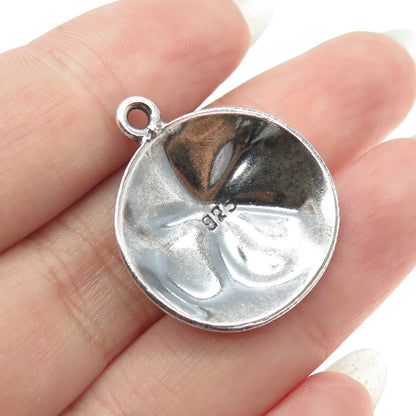 925 Sterling Silver Vintage Sand Dollar Oxidized Pendant