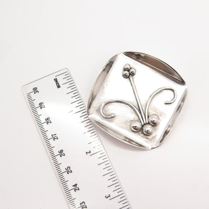 925 Sterling Silver Vintage Beaded Floral Pin Brooch