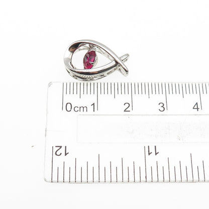 SAI 925 Sterling Silver Round-Cut Lab-Created Ruby Mini Slide Charm Pendant
