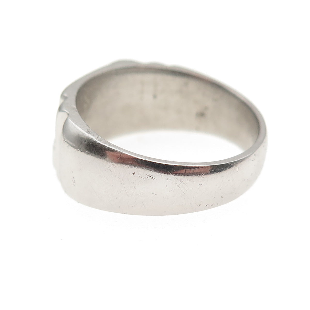 Silver-Tone Antique Art Deco Engraved RJM Signet Ring Size 9.75