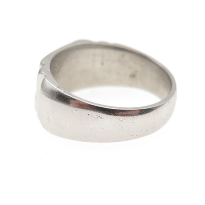 Silver-Tone Antique Art Deco Engraved RJM Signet Ring Size 9.75