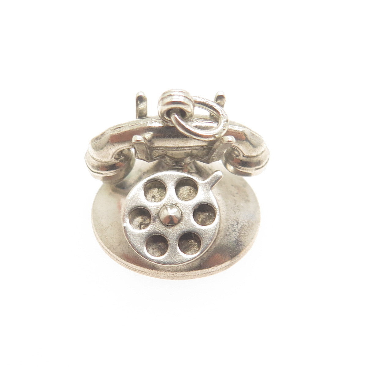 925 Sterling Silver Antique Rotary Dial Retro Phone Minimalist Charm Pendant